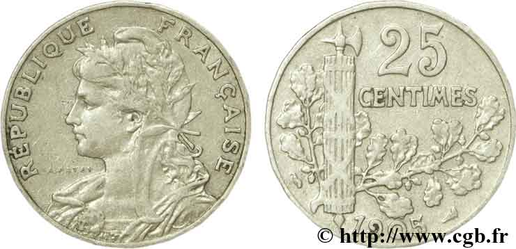 25 centimes Patey, 2e type 1905  F.169/3 TB25 