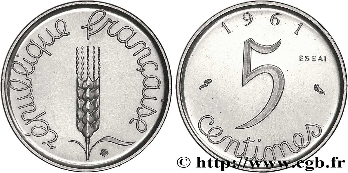 Essai de 5 centimes Épi 1961 Paris F.124/2 SPL64 