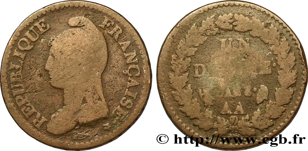 Un décime Dupré, grand module 1800 Metz/Paris F.129/59 B13 