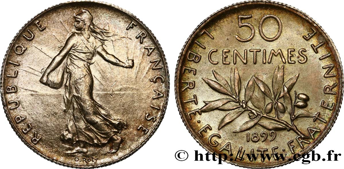 50 centimes Semeuse 1899  F.190/5 AU58 