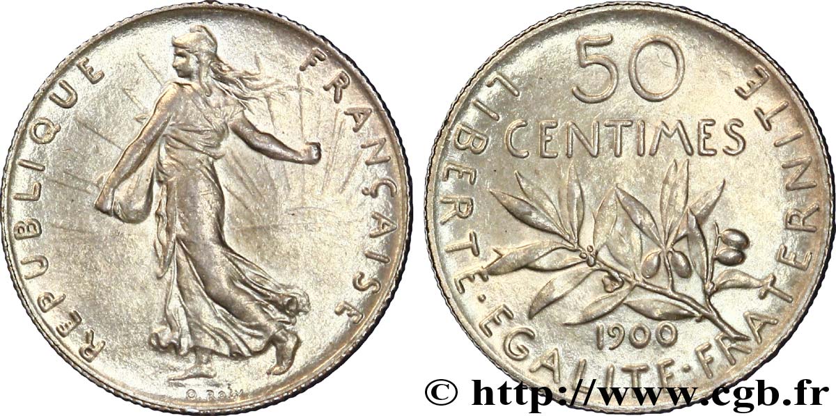 50 centimes Semeuse 1900 Paris F.190/6 SUP60 