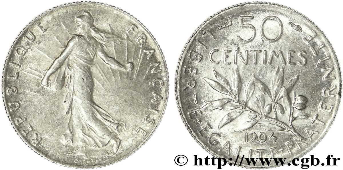 50 centimes Semeuse 1904  F.190/11 SPL55 