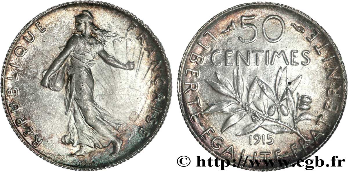 50 centimes Semeuse 1915 Paris F.190/22 SUP62 