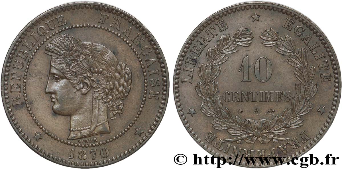 10 centimes Cérès 1870 Paris F.135/4 SUP55 