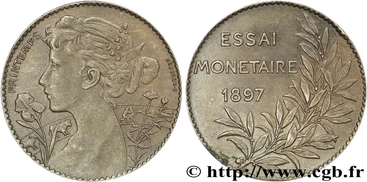 Essai monétaire Br, le Printemps, module de 5 centimes, avec poinçon sur la tranche 1897  VG.4296  SPL58 
