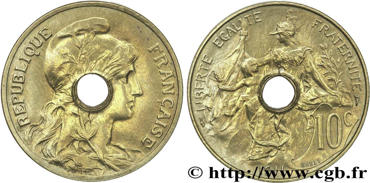 Essai de 10 centimes Daniel-Dupuis 1911  VG.4700  VZ 