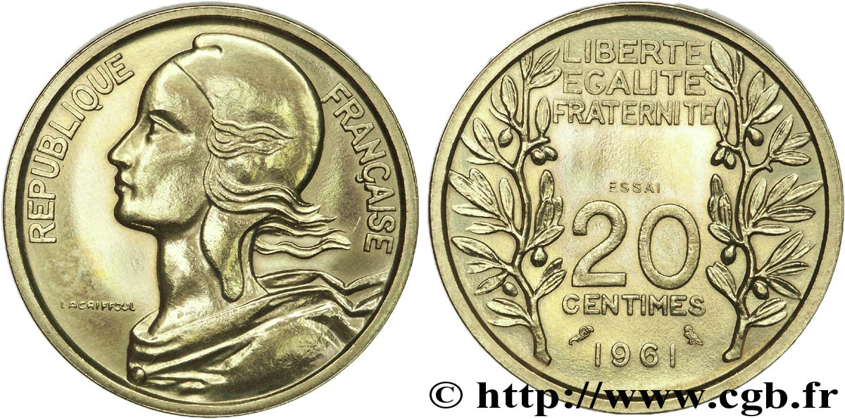 Essai 20 ctimes 1961  Concours de Rousseau  - France - Numista