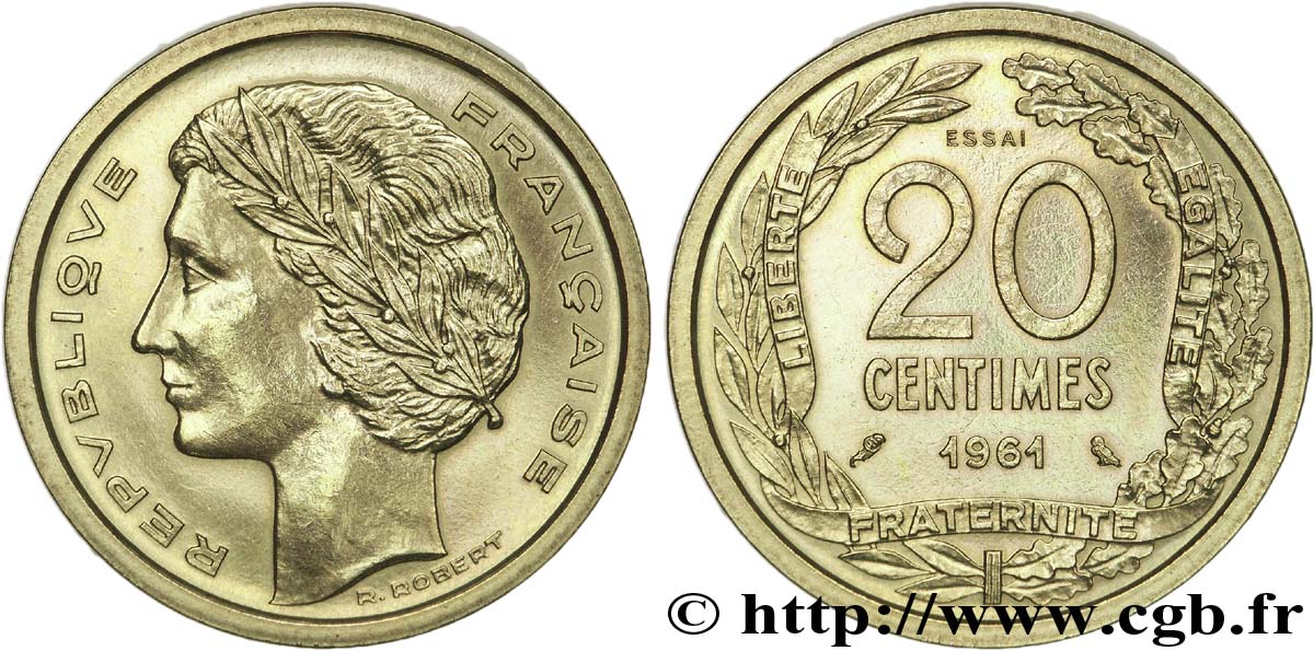 Essai du concours de 20 centimes par Robert 1961 Paris G.330  EBC 