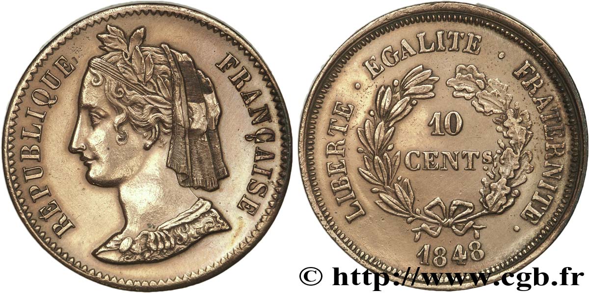 Concours de 10 centimes, essai de Rogat, troisième concours 1848 Paris VG.3188  EBC 