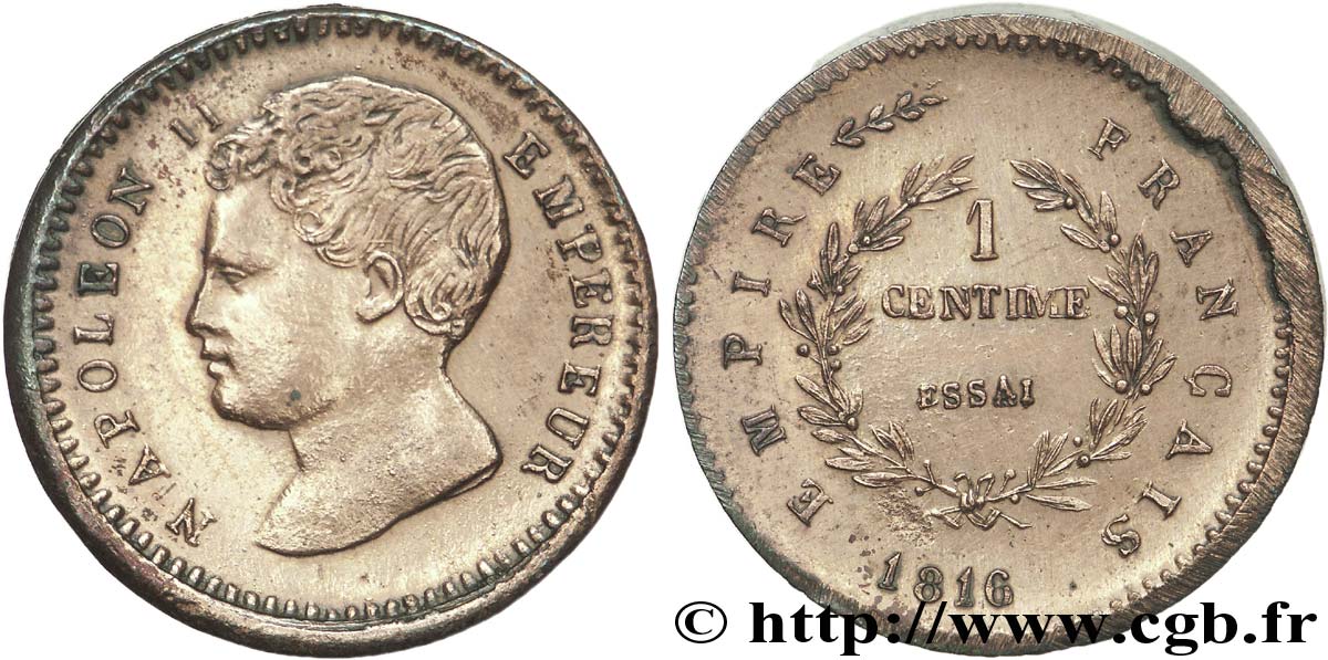 Essai de 1 centime en bronze 1816  VG.2415  AU 