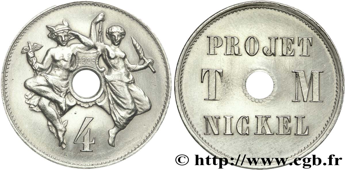 Essai de 4 centimes en nickel 1889  VG.4110  SUP58 