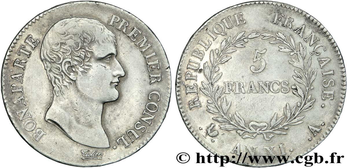 5 francs Bonaparte Premier Consul 1803 Paris F.301/1 TTB50 