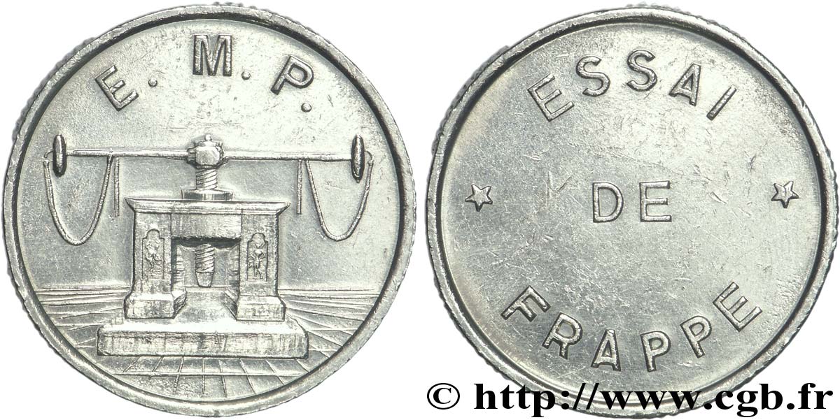 Essai de frappe de 10 francs Jimenez, grand module, cinq séries de cannelures n.d. Pessac GEM.194 6 AU53 