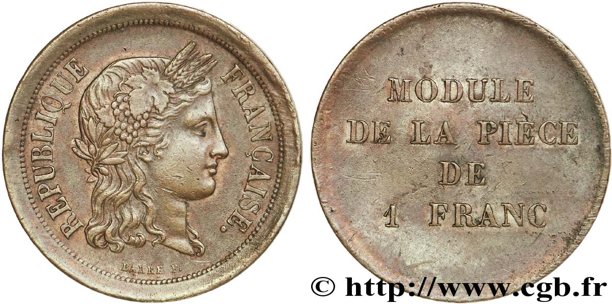 Essai au module de 1 franc par Barre n.d.  VG.3767  SUP55 