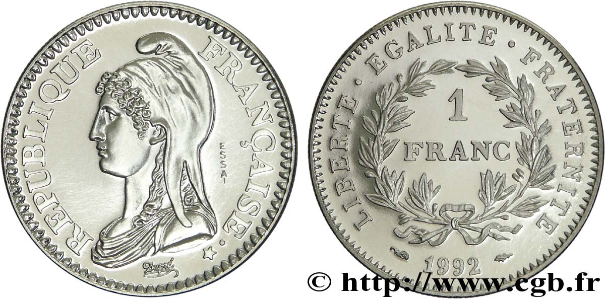 Essai de 1 franc République 1992 Pessac F.229/1 FDC68 