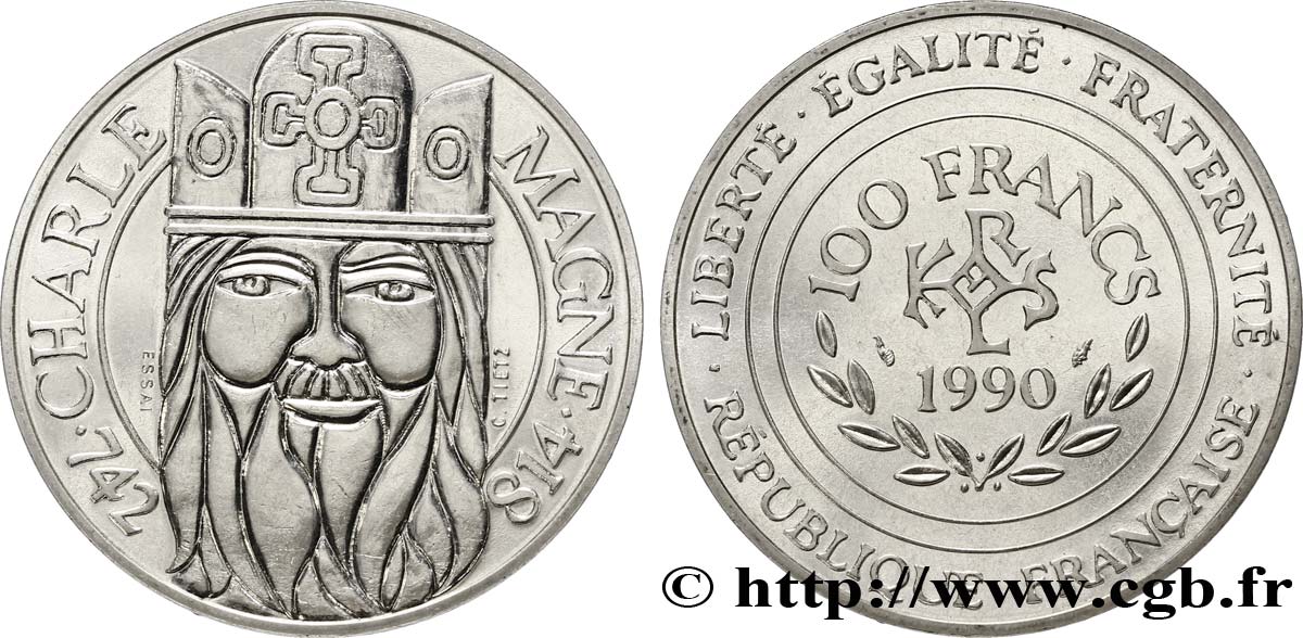 Essai de 100 francs Charlemagne 1990 Pessac F.458/1 ST65 