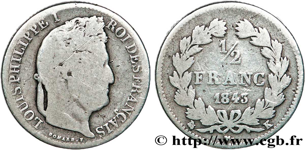 1/2 franc Louis-Philippe 1843 Bordeaux F.182/101 SGE12 