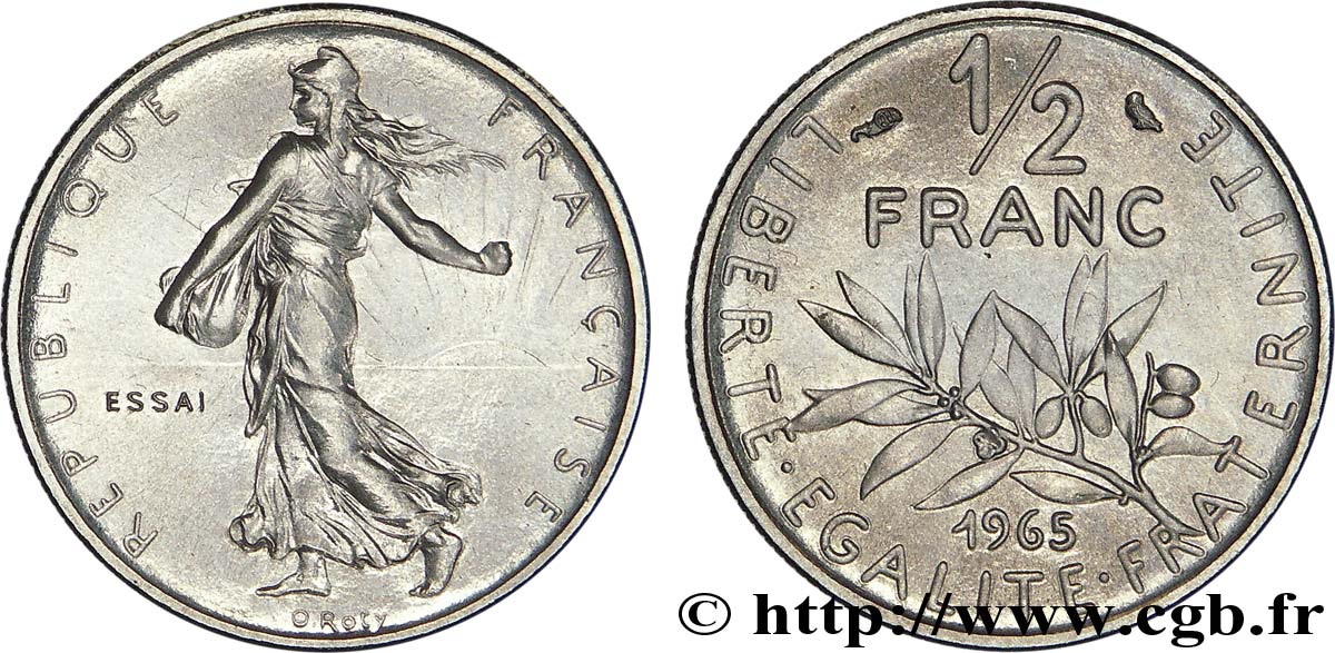 Essai du 1/2 franc Semeuse 1965 Paris F.198/2 MS64 