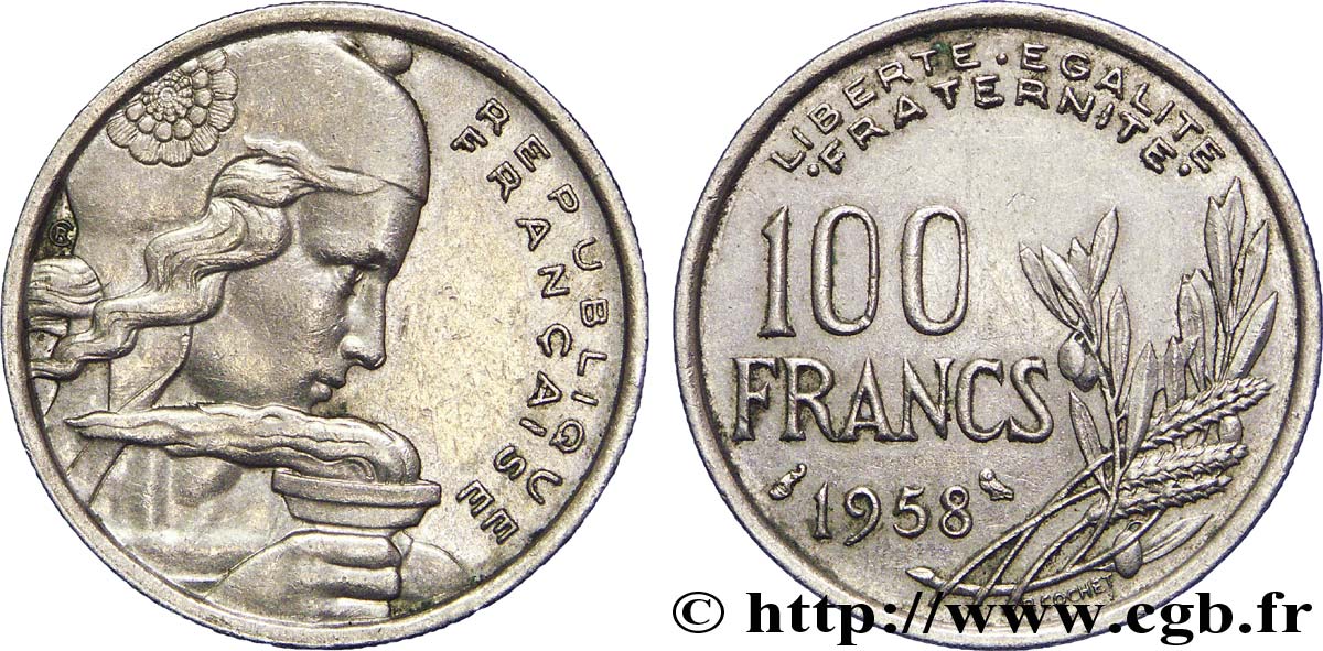 100 francs Cochet 1958  F.450/13 AU50 
