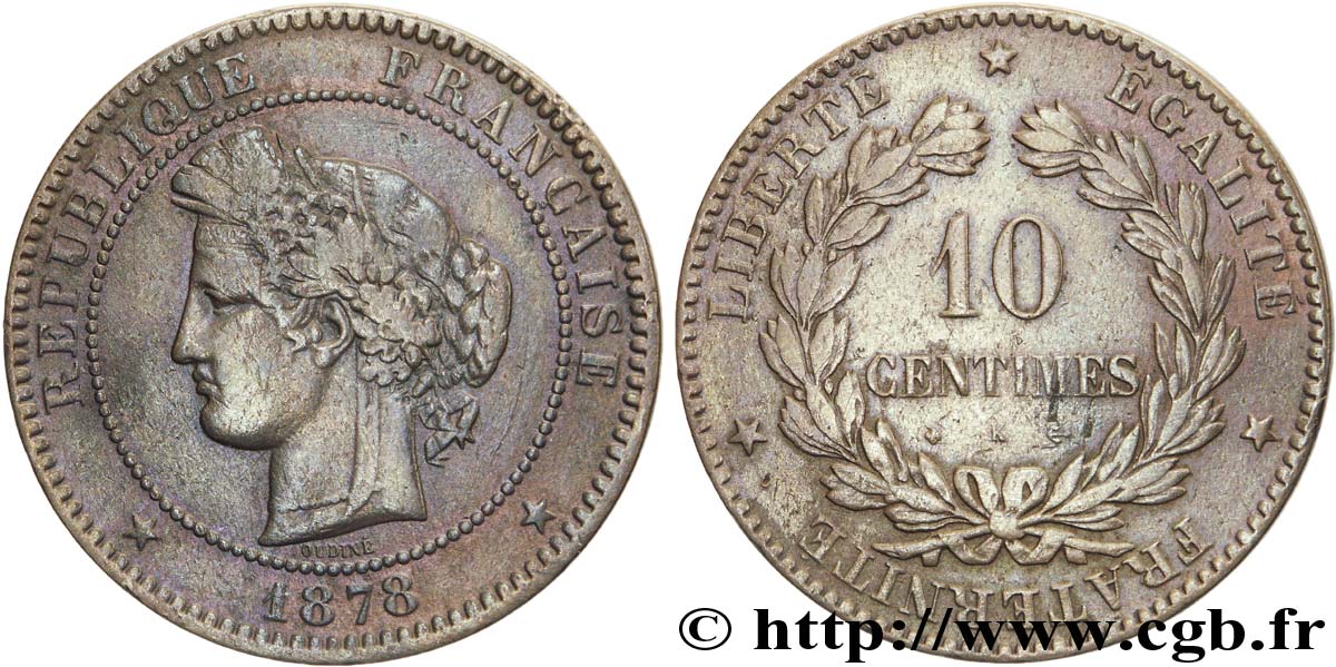 10 centimes Cérès 1878 Bordeaux F.135/21 TTB40 