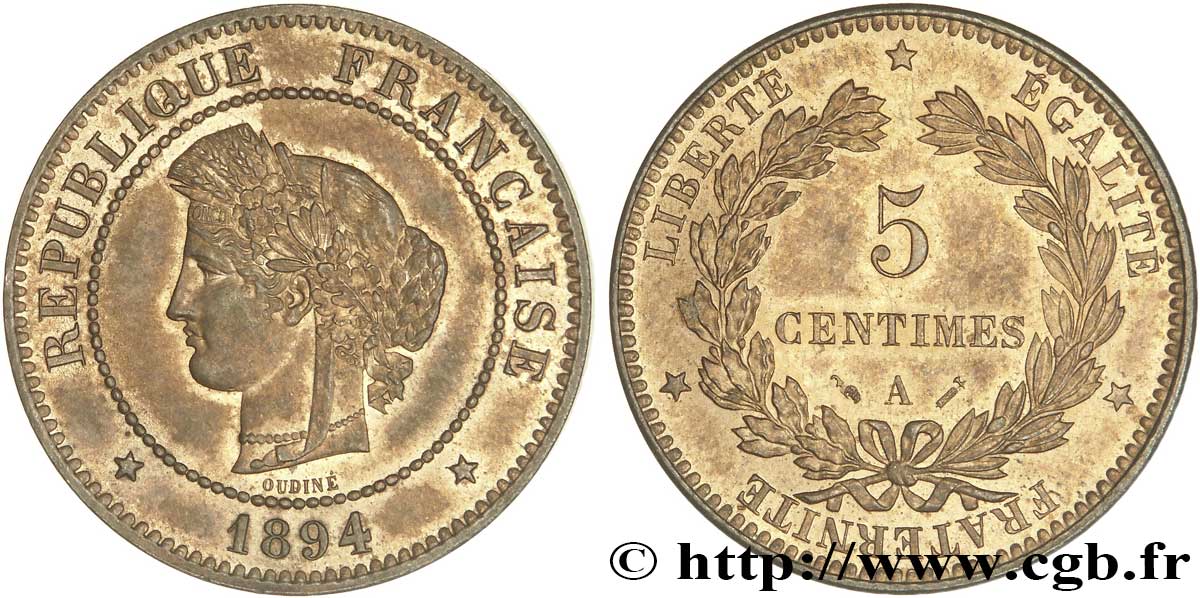 5 centimes Cérès 1894 Paris F.118/36 SPL61 