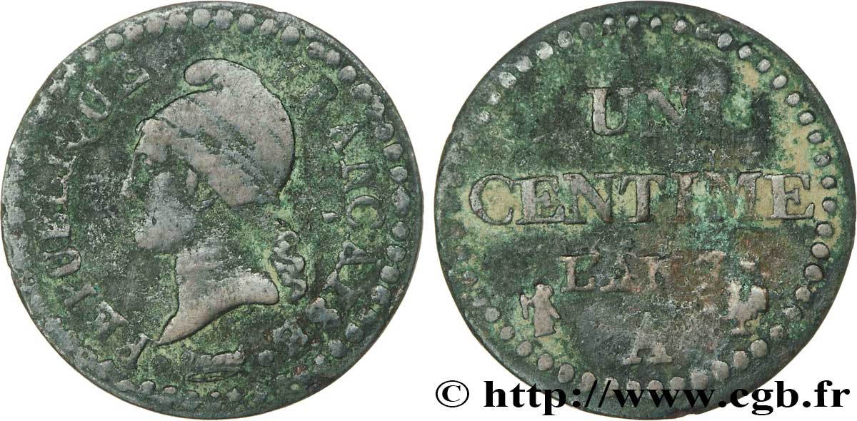 Un centime Dupré, 7 normal 1799 Paris F.100/15 B12 