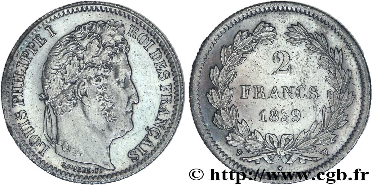2 francs Louis-Philippe 1839 Lille F.260/75 AU50 