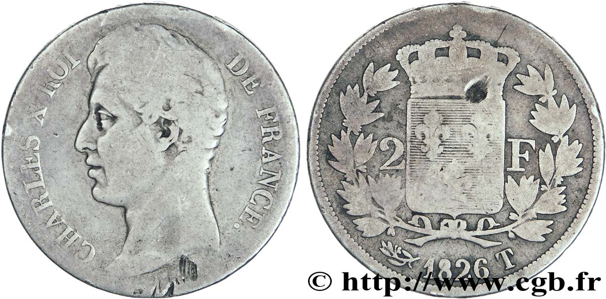 2 francs Charles X 1826 Nantes F.258/22 SGE7 