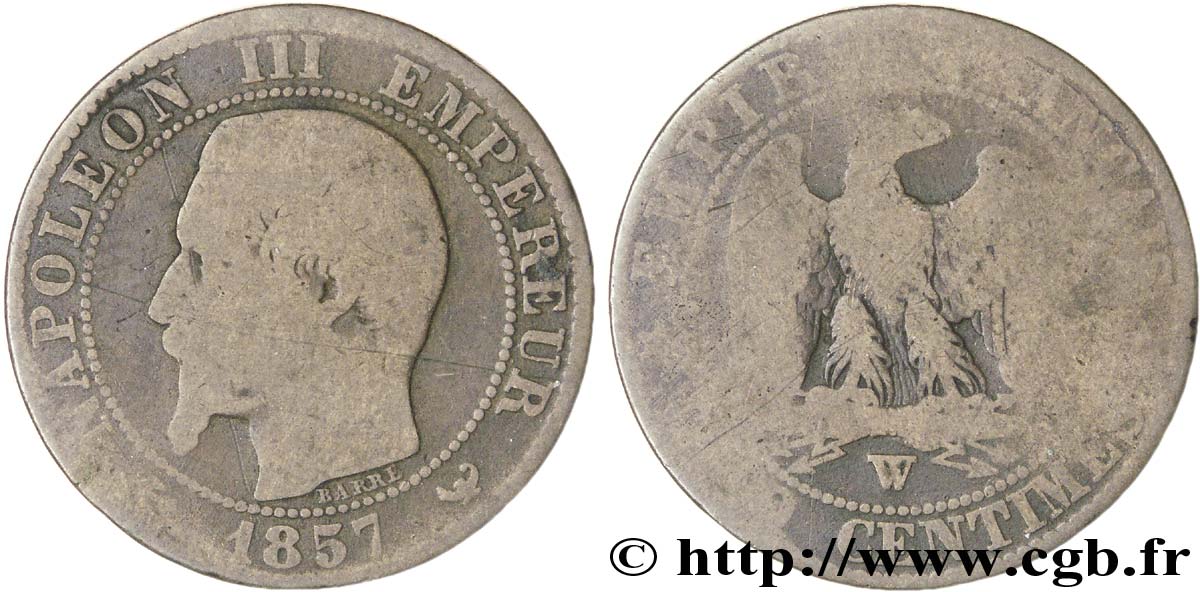 Cinq centimes Napoléon III, tête nue 1857 Lille F.116/43 B8 