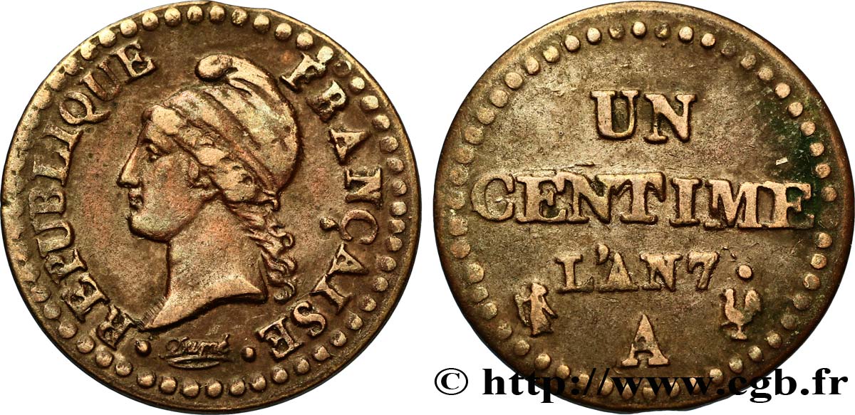 Un centime Dupré, 7 normal 1799 Paris F.100/15 TTB45 