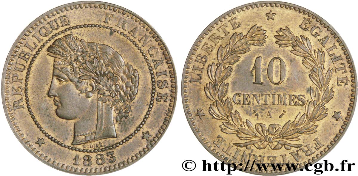 10 centimes Cérès 1883 Paris F.135/27 VZ58 