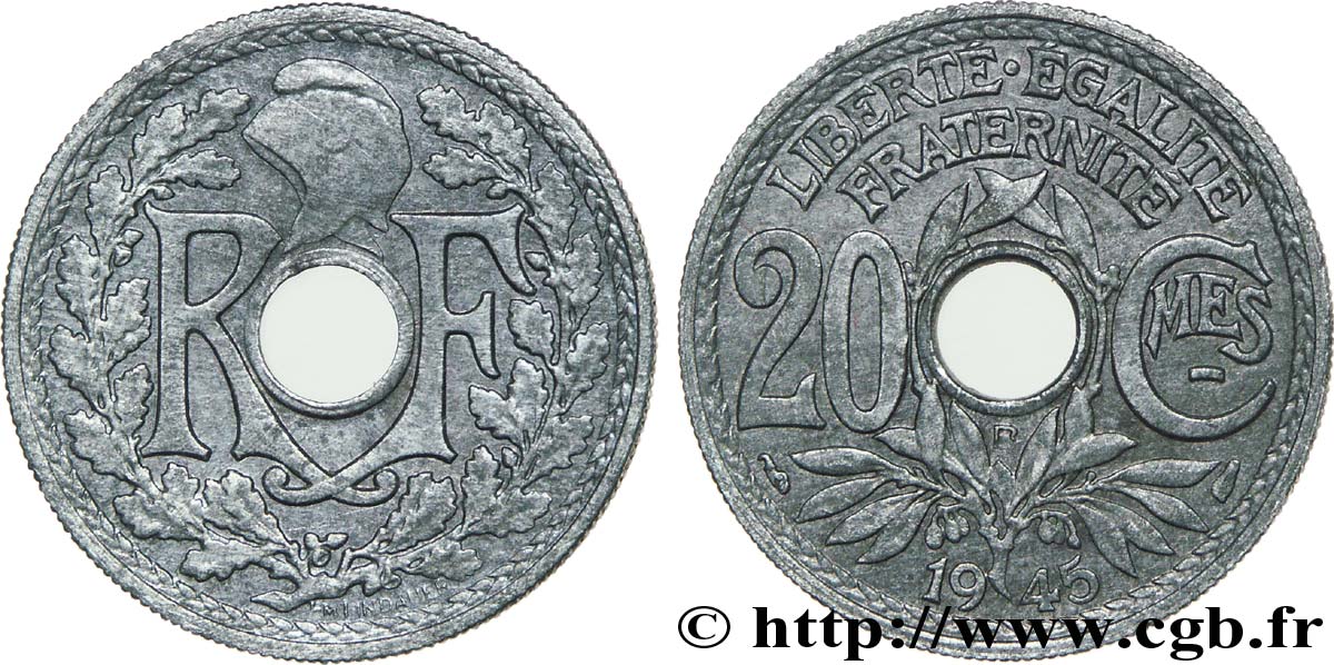 20 centimes Lindauer Zinc 1945 Beaumont-Le-Roger F.155/3 BB50 