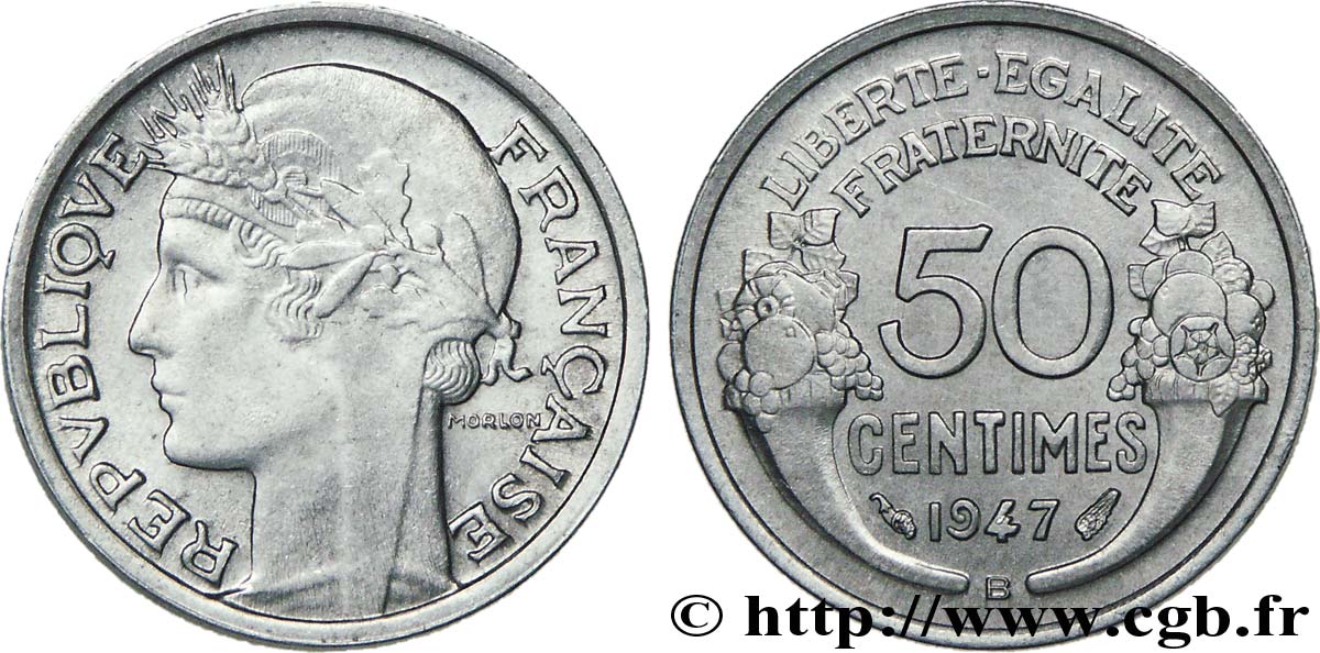 50 centimes Morlon, légère 1947 Beaumont-Le-Roger F.194/11 SUP62 