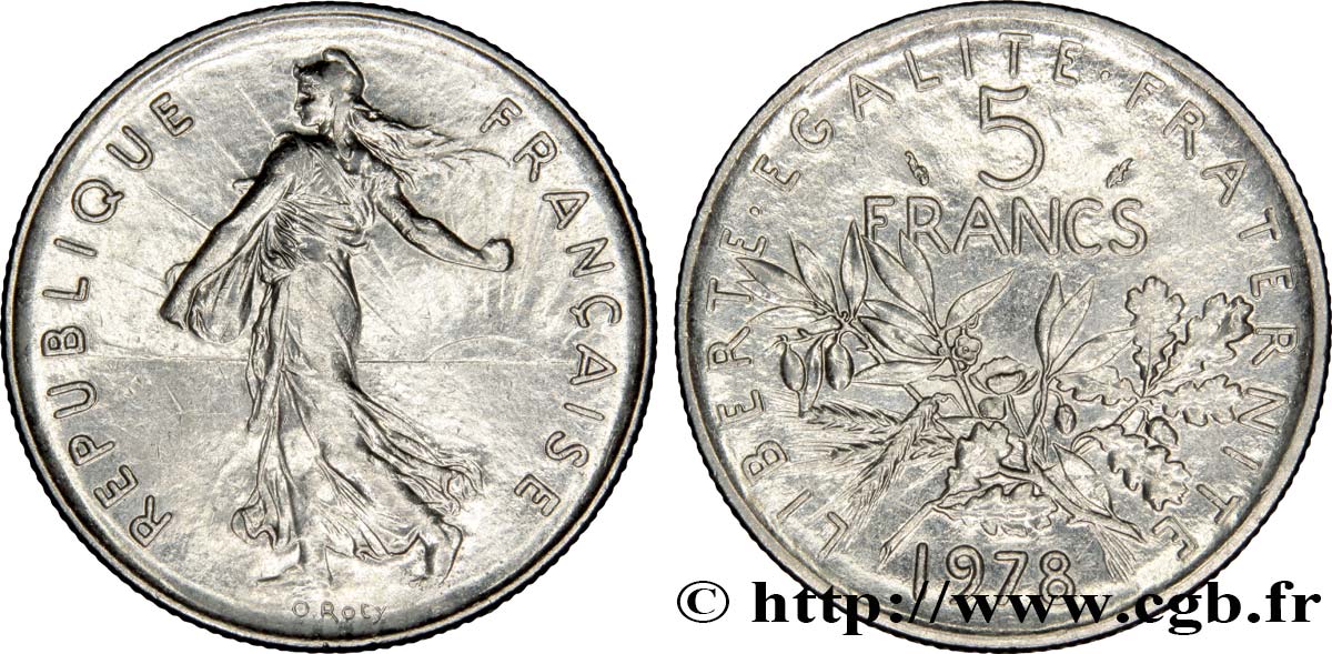 5 francs Semeuse, nickel 1978 Pessac F.341/10 AU58 