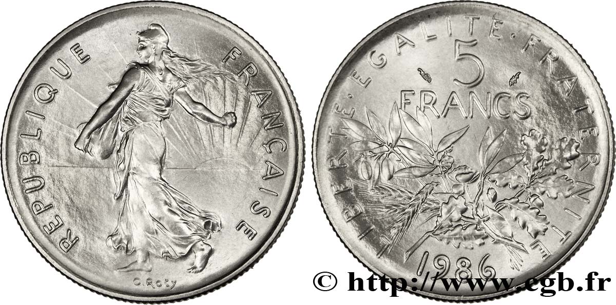 5 francs Semeuse, nickel 1986 Pessac F.341/18 MS65 