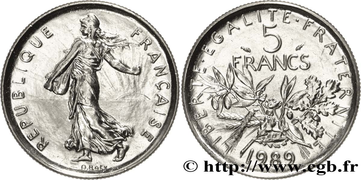 5 francs Semeuse, nickel 1989 Pessac F.341/21 MS65 