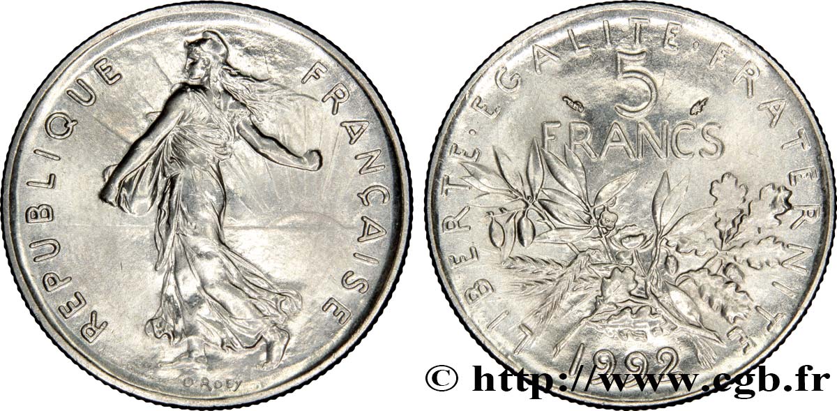 5 francs Semeuse, nickel 1992 Pessac F.341/25 VZ62 