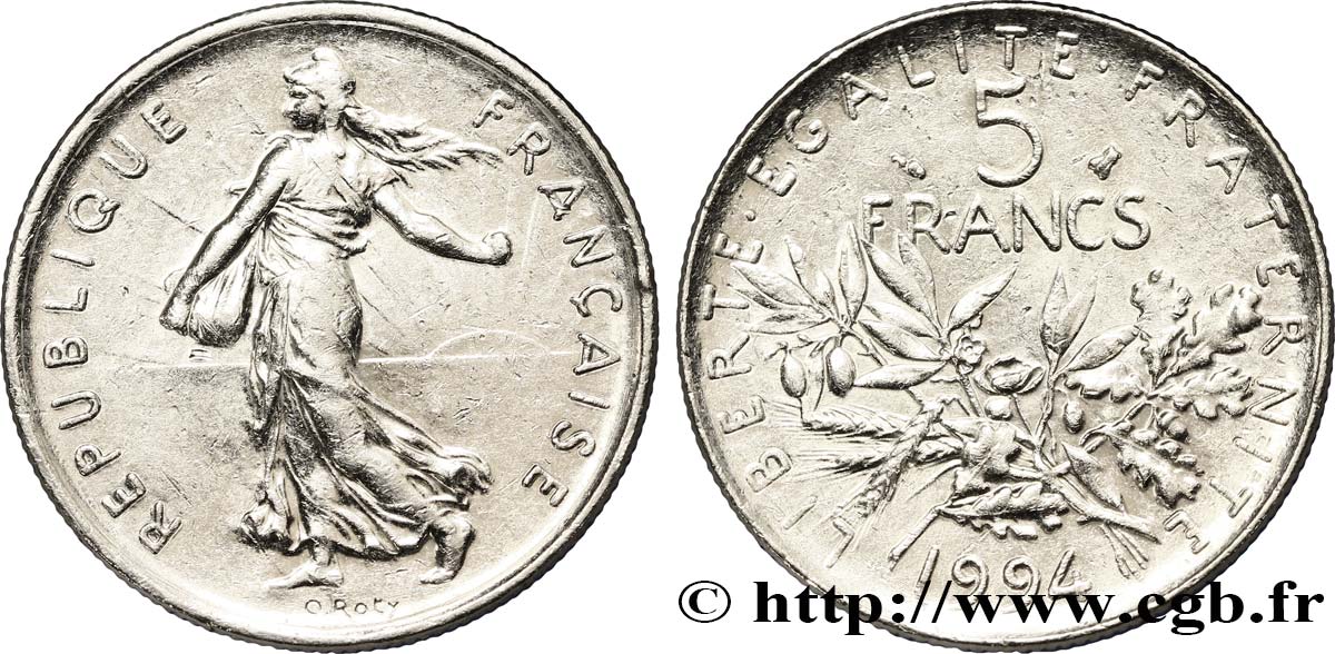 5 francs Semeuse, nickel 1994 Pessac F.341/30 MBC45 