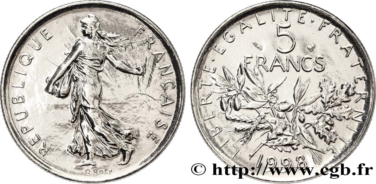 5 francs Semeuse, nickel 1998 Pessac F.341/34 SC64 