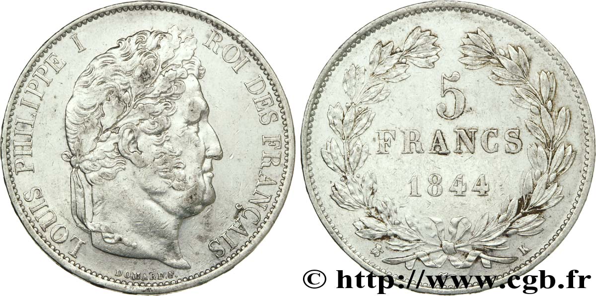 5 francs IIIe type Domard 1844 Bordeaux F.325/4 TB38 