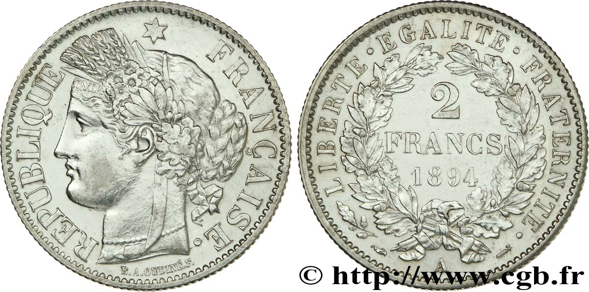 2 francs Cérès, avec légende 1894 Paris F.265/16 SS53 