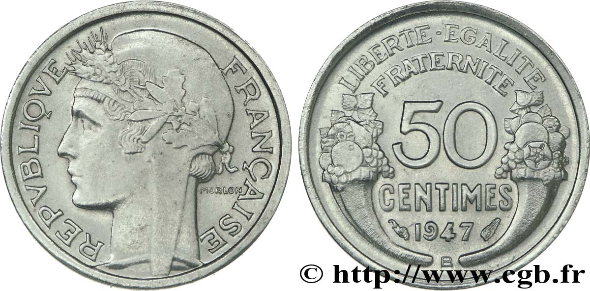 50 centimes Morlon, légère 1947 Beaumont-Le-Roger F.194/11 MS64 