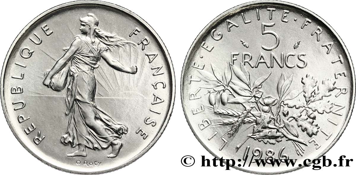 5 francs Semeuse, nickel 1986 Pessac F.341/18 MS66 