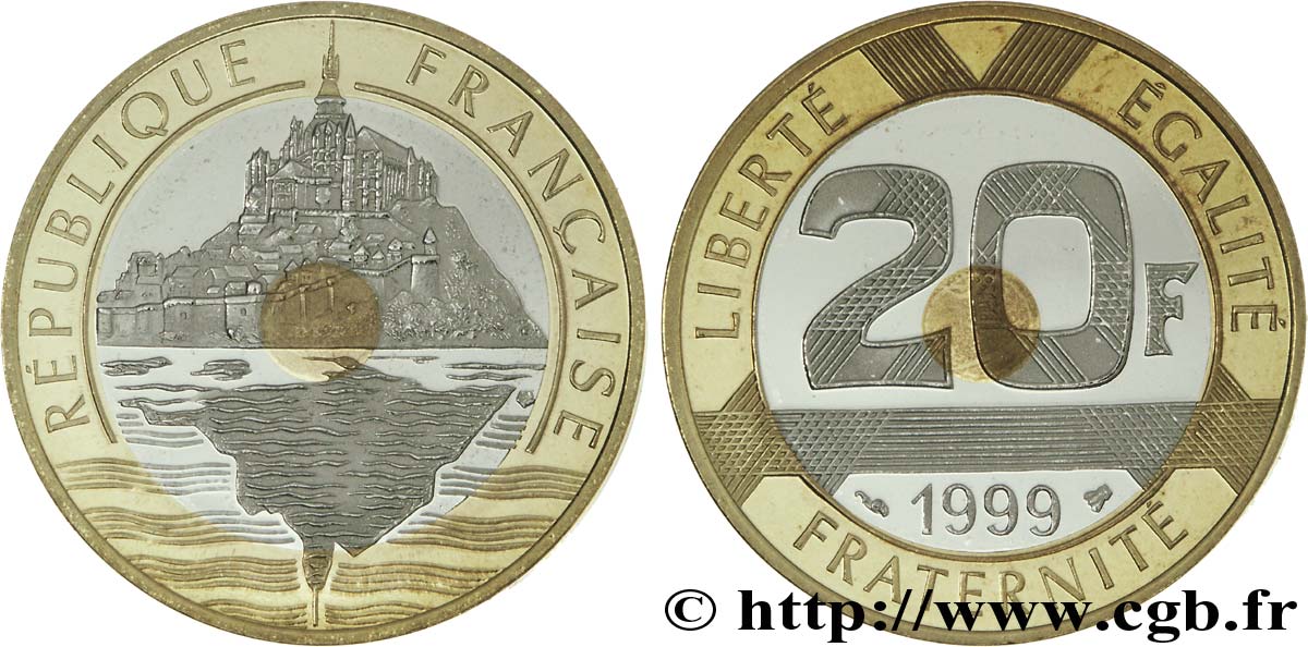 20 francs Mont Saint-Michel, BE (Belle Épreuve) 1999 Pessac F.403/15 var. MS 