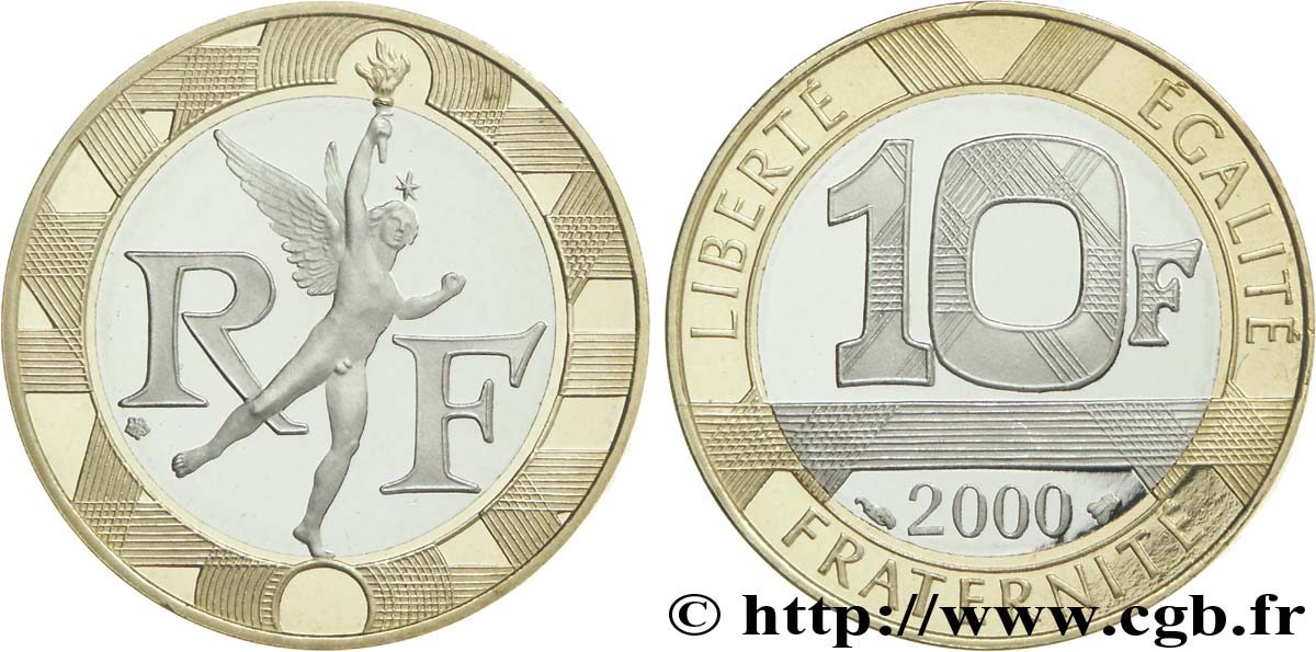 10 francs Génie de la Bastille, BE (Belle Épreuve) 2000 Pessac F.375/17 var. ST67 