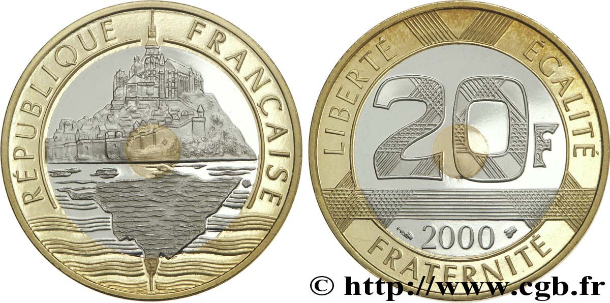 20 francs Mont Saint-Michel, BE (Belle Épreuve) 2000 Pessac F.403/16 var. MS 