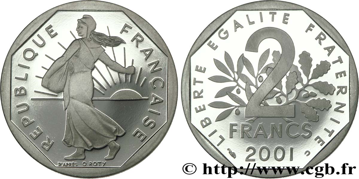 2 francs Semeuse, nickel, BE (Belle Épreuve) 2001 Pessac F.272/29 var. FDC67 