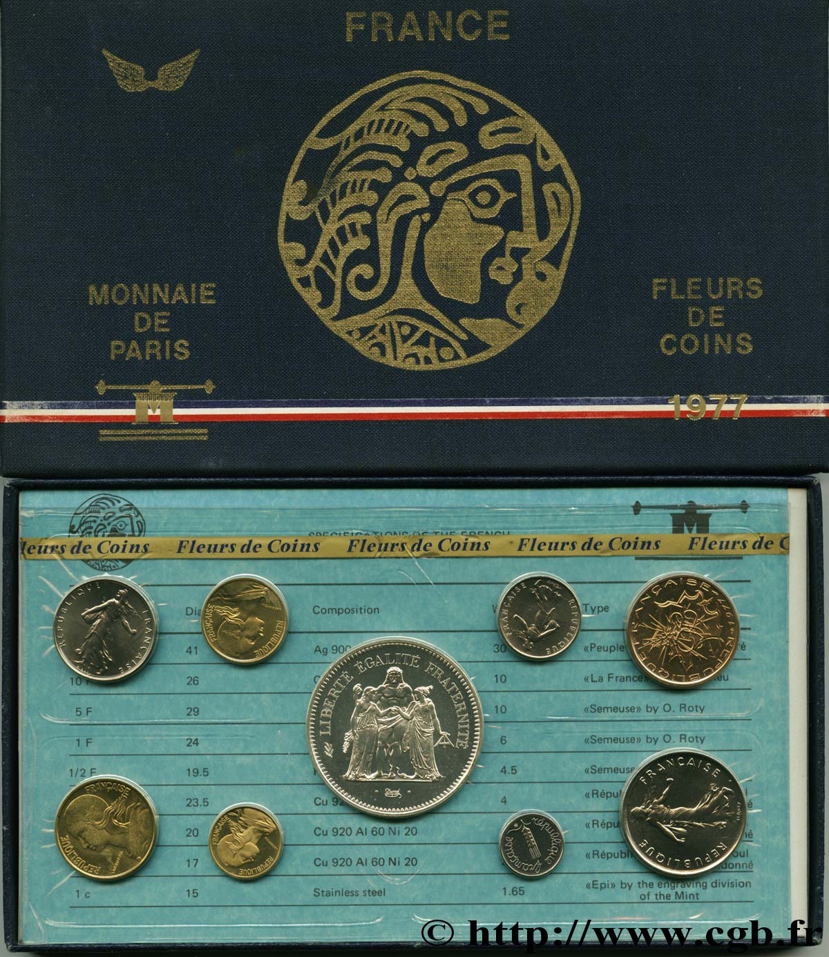 Boîte Fleur de Coins 1977  F.5000 24 MS70 