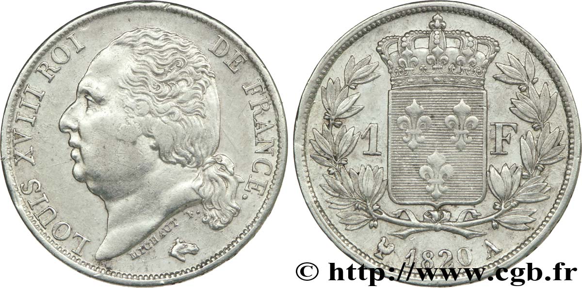 1 franc Louis XVIII 1820 Paris F.206/30 TTB50 