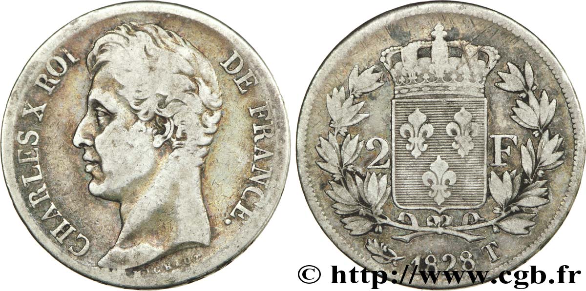 2 francs Charles X 1828 Nantes F.258/47 TB20 